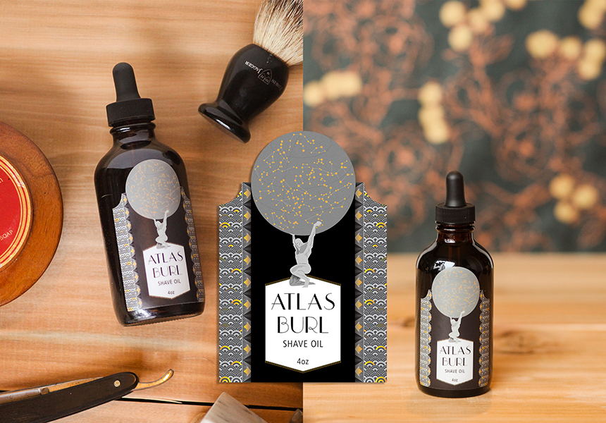 Atlas Burl Shave Oil Product Packaging