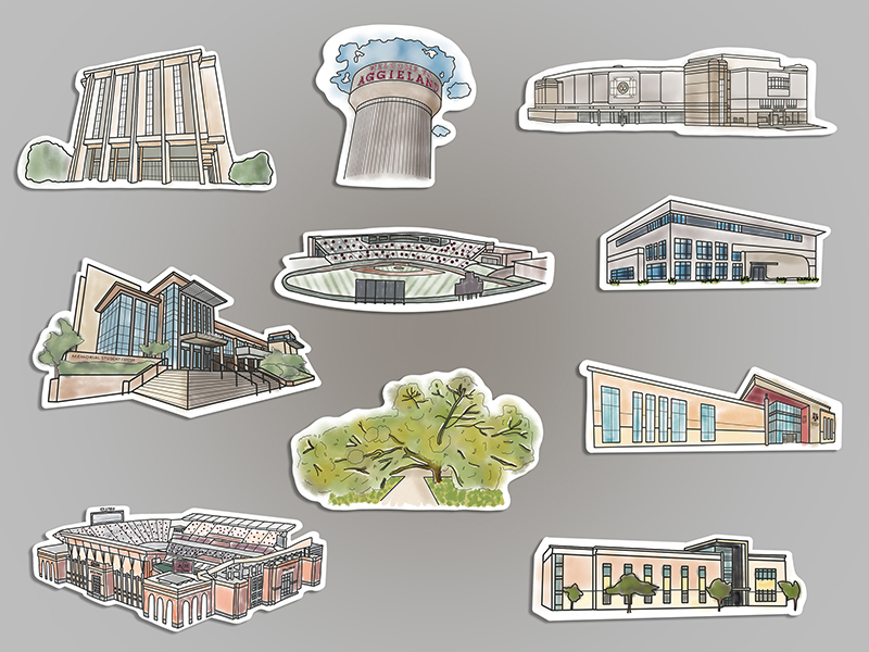 Texas A&M University Campus Stickers