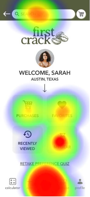 heat map for home page mobile screen for specialty coffee app