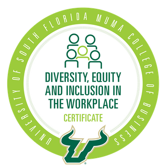 Diversity, Equity, and Inclusion in the Workplace Certificate badge from the University of South Florida Muma College of Business