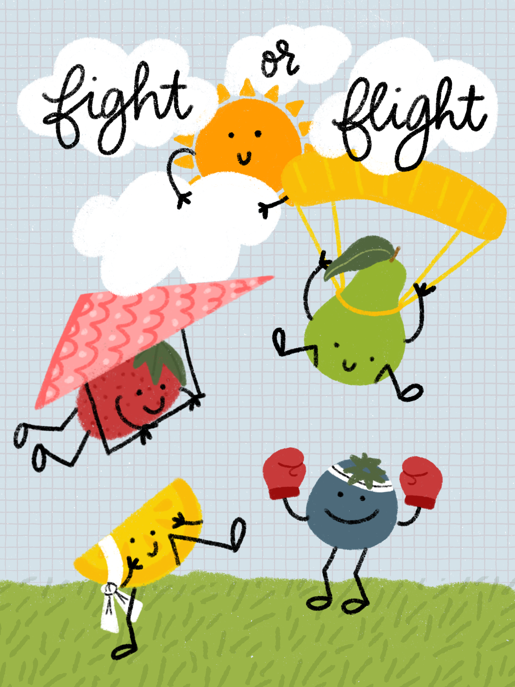 Illustrated fight or flight sticker